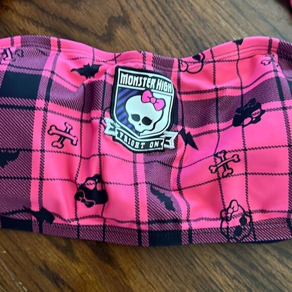 Hot Topic Monster High Pink Plaid Icons Halter Swim Top Nwot Size Medium - Picture 3 of 7